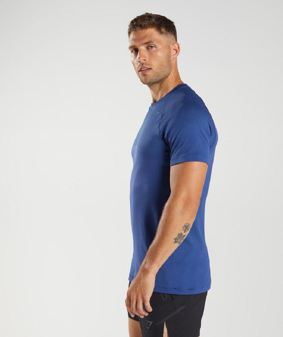 T Shirts Męskie Gymshark Apex Seamless Niebieskie Niebieskie | PL 3831CTV